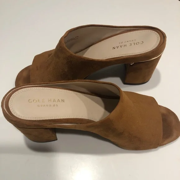 Cole Haan Shoes Cole Haan Laree Mink Suede Open Toe Block Heel